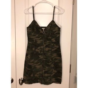 Camo Zip Up Body Con Dress